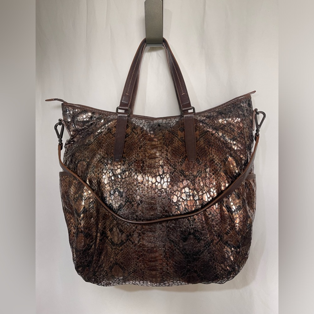 TUMI Snakeskin Metallic Bronze Tote Bag, Medium
